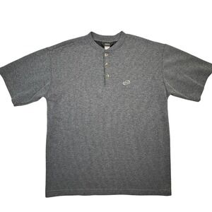 Vintage SOLO SEMORE Men's Gray Ribbed Henley Shirt USA Made Size Large 46" Chest